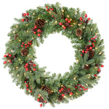 Classic Forest 30 Inch Christmas Wreath with Twinkle Lights