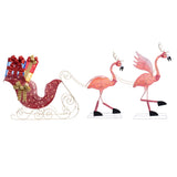 Lighted Christmas Outdoor Flamingo Reindeer with Sleigh Yard Decor