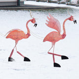 Lighted Christmas Outdoor Flamingo Reindeer with Sleigh Yard Decor
