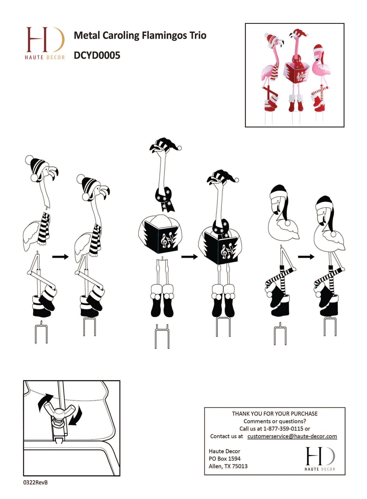 Metal Caroling Flamingos Trio Yard Decor