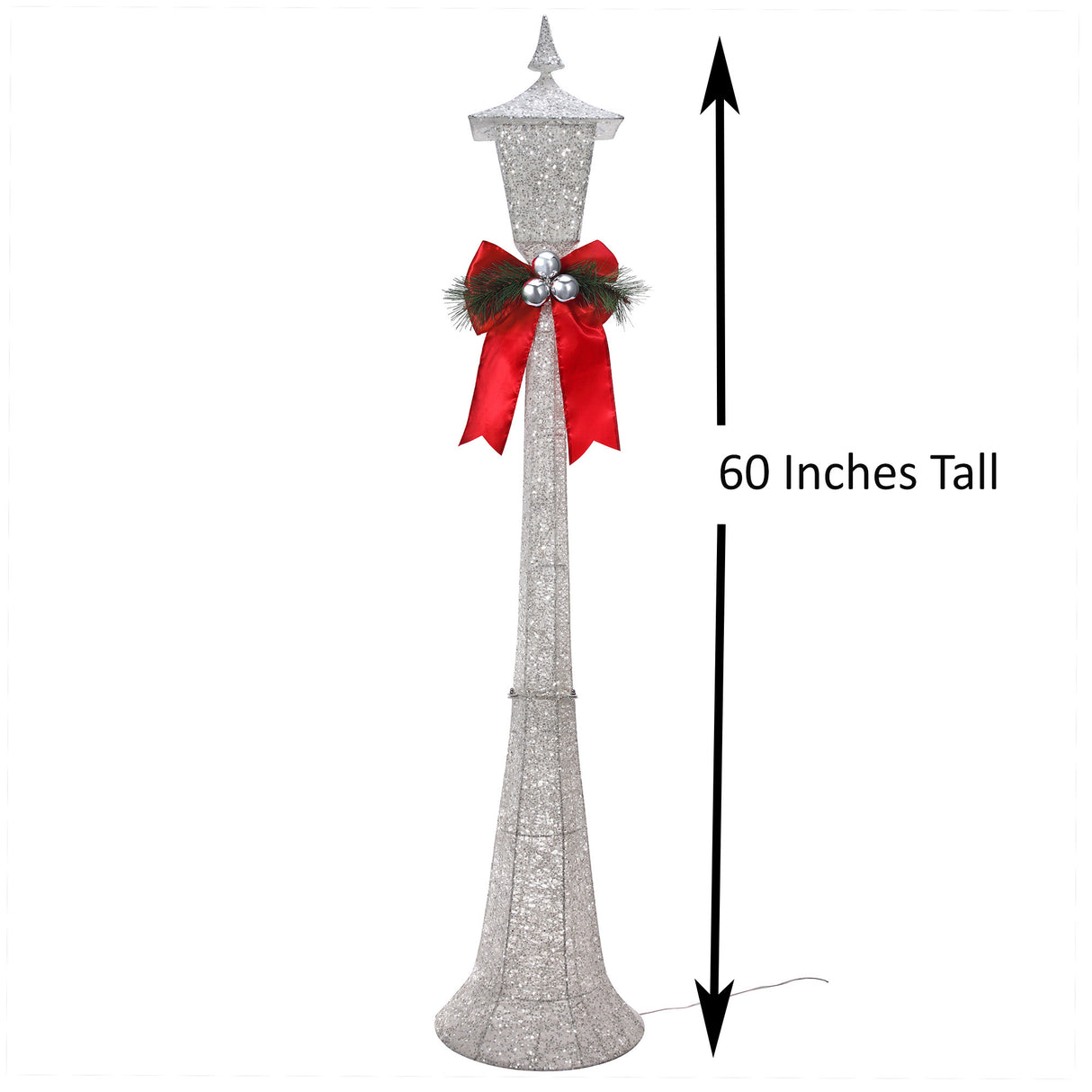 60 Inch Tall White Lamppost with LED Lights for Indoor or Outdoor Use