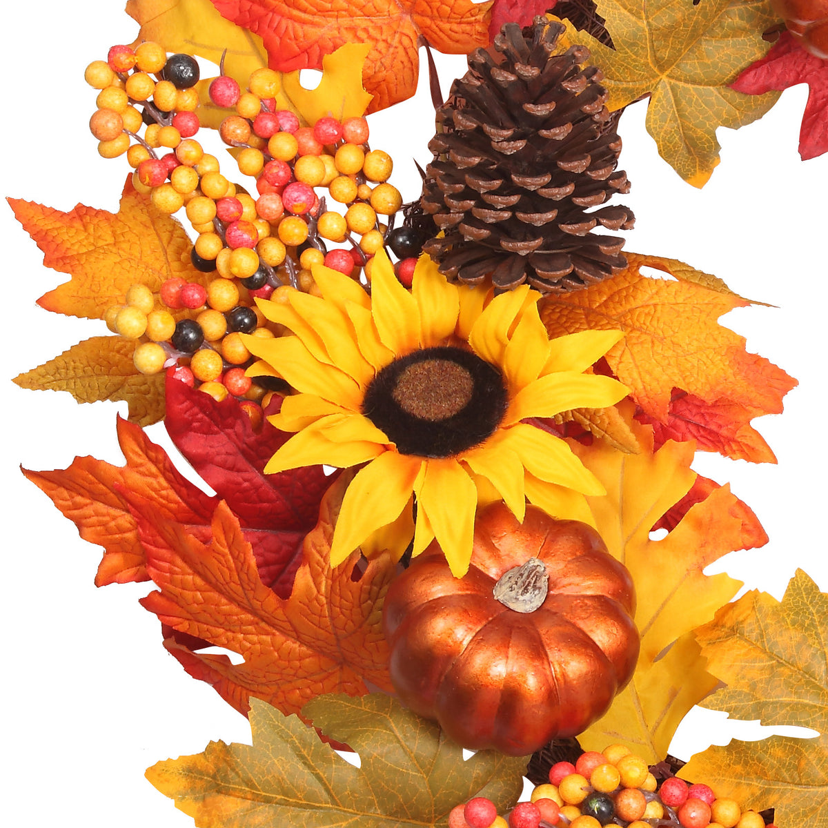 24 Inch Fall Sunflower Artificial Wreath
