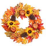 24 Inch Fall Sunflower Artificial Wreath