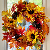 24 Inch Fall Sunflower Artificial Wreath