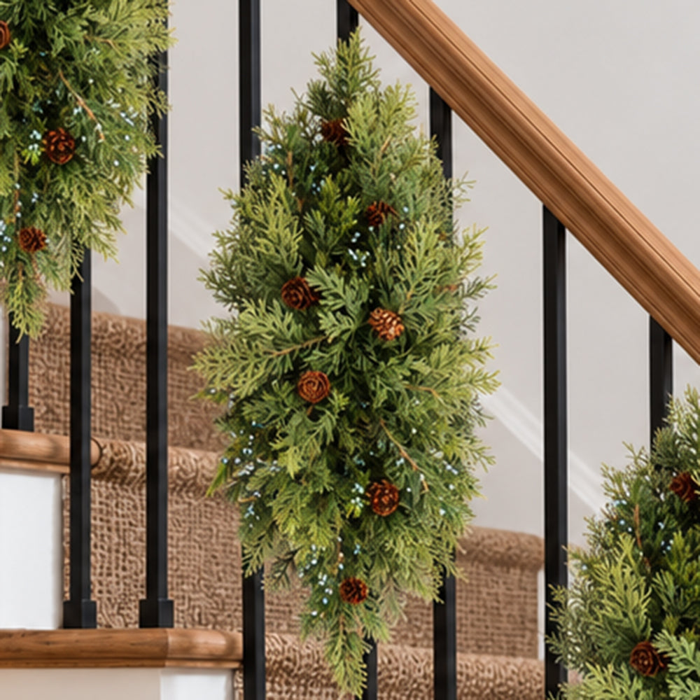 Naturally Soft™ 24 inch Unlit Juniper Berry and Pinecone Staircase Swag