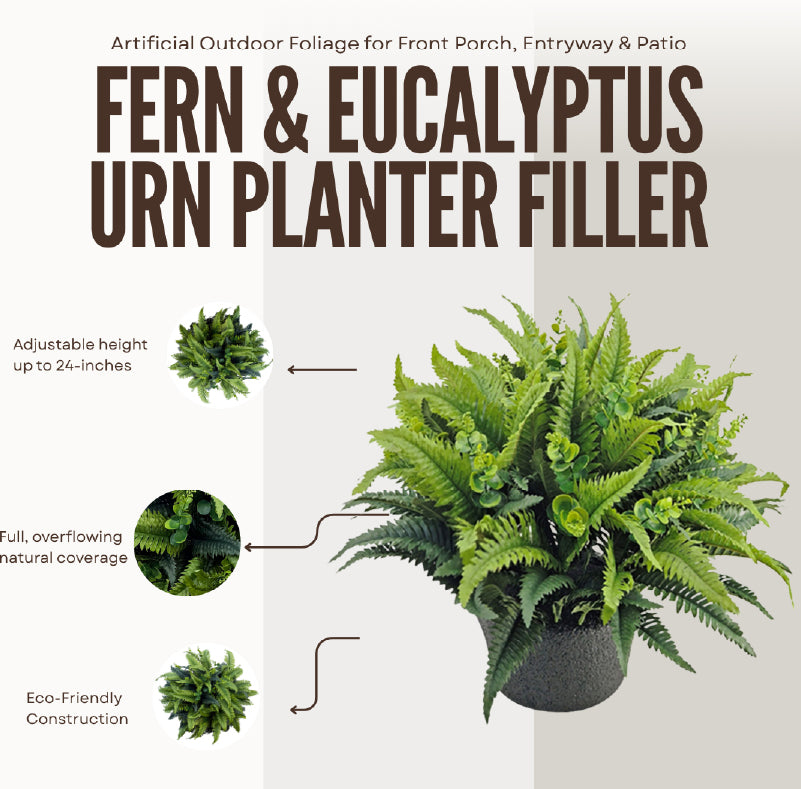 Fern and Eucalyptus Urn Filler with Adjustable Height