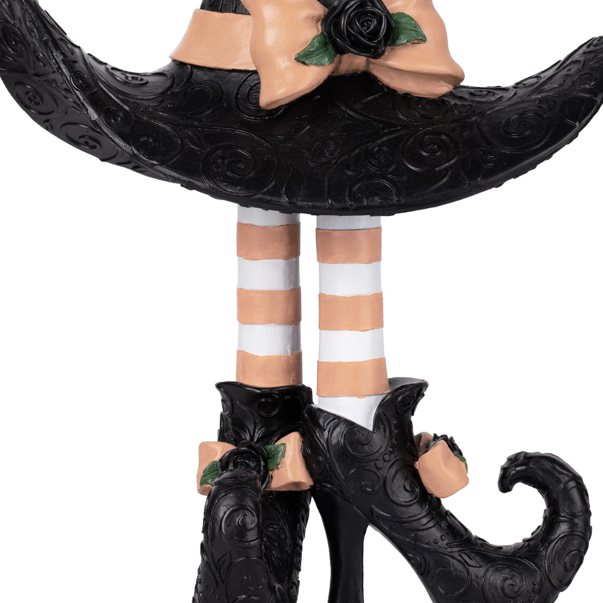 Witch Hat with Legs Figurine Tabletop and Mantel Decor (Orange/Black)
