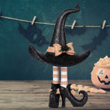 Witch Hat with Legs Figurine Tabletop and Mantel Decor (Orange/Black)