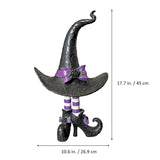 Witch Hat with Legs Figurine Tabletop and Mantel Decor (Purple/Black)