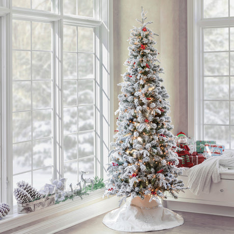 7 Foot Pre-lit Lexington Slim Artificial Fir Christmas Tree