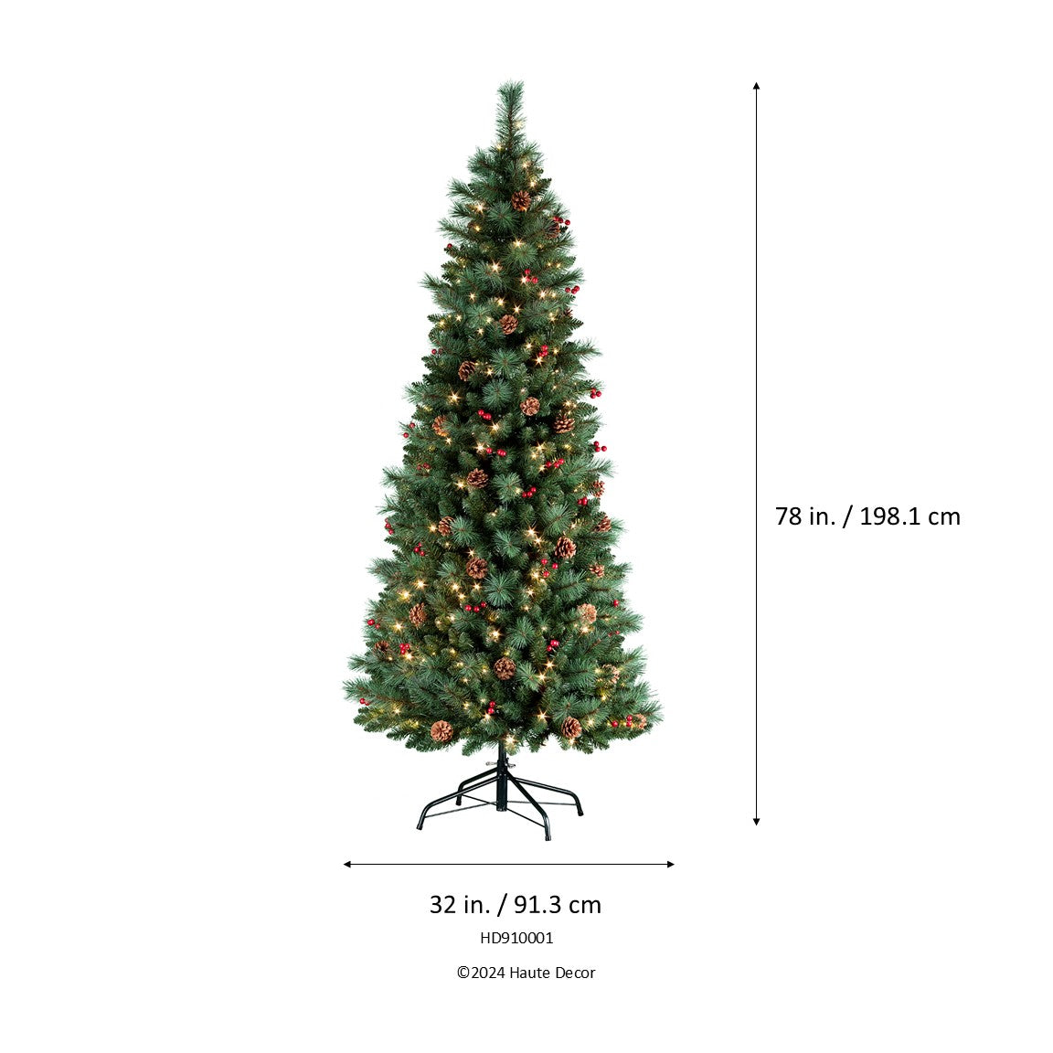 6.5 Foot Pre-lit Newbury Easy Assemble Pull-up Pine Christmas Tree