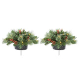 Classic Pre-lit Holiday Greenery Adjustable Height Urn Filler 20 Inch Diameter, Set of 2