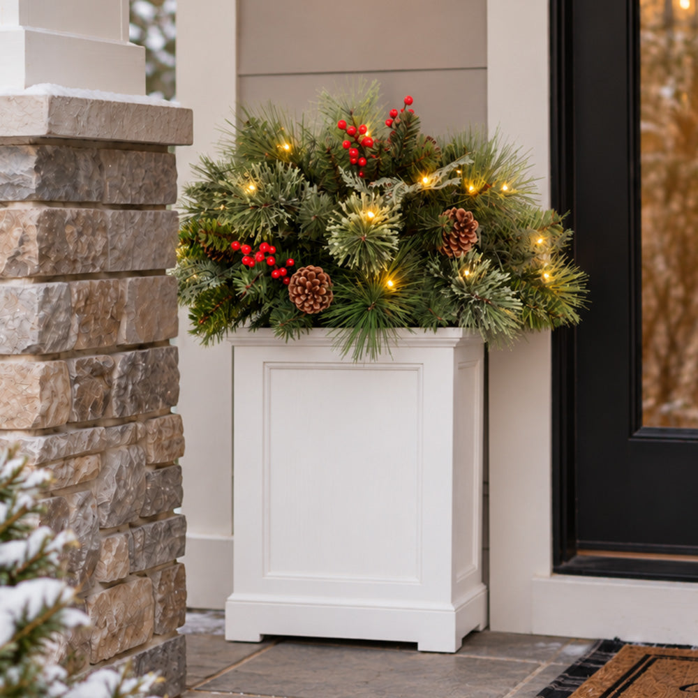 Classic Pre-lit Holiday Greenery Adjustable Height Urn Filler 20 Inch Diameter