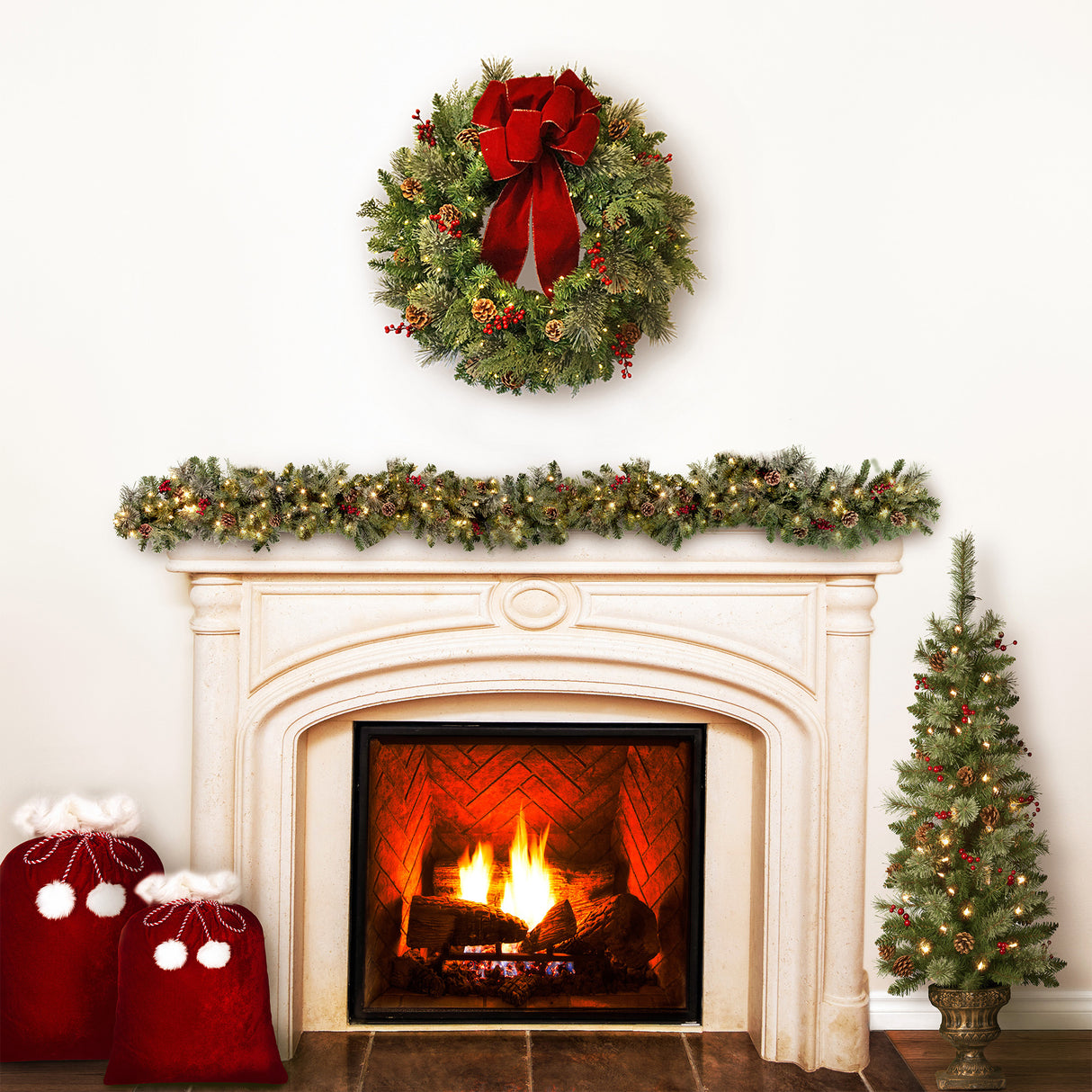 30 Inch Classic Pre-lit Christmas Wreath