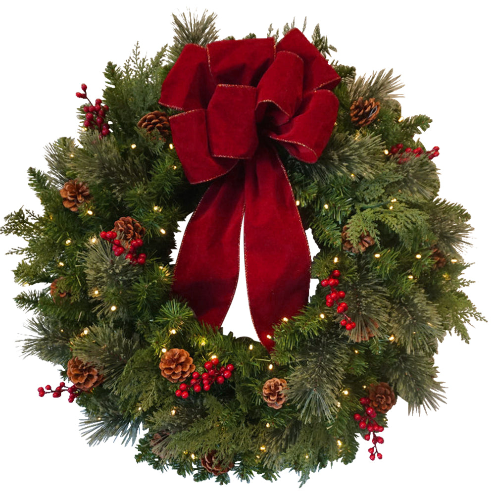 30 Inch Classic Pre-lit Christmas Wreath