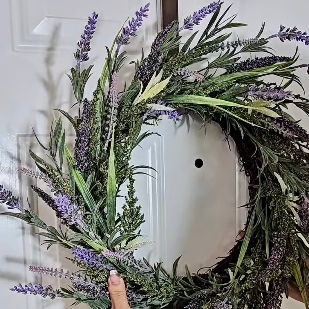 24 Inch Round Grapevine Lavender Wreath