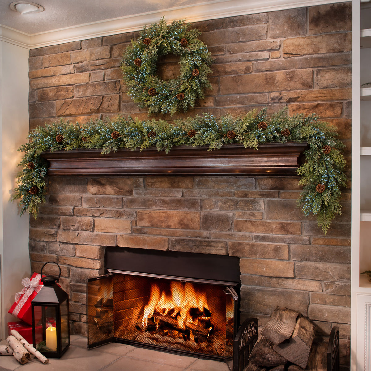 Naturally Soft™ 9 Ft. Unlit Juniper Berry and Pinecone Garland