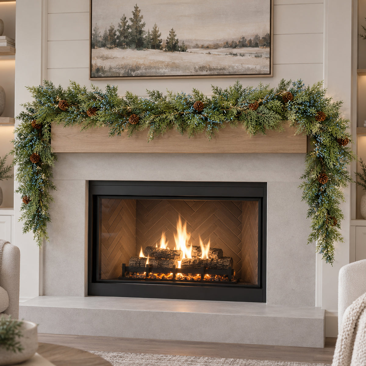Naturally Soft™ 9 Ft. Unlit Juniper Berry and Pinecone Garland