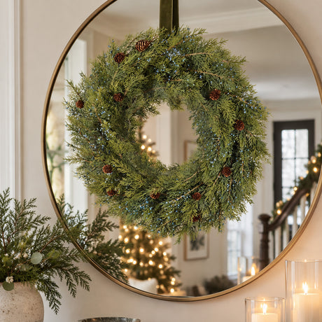 Naturally Soft™ 24 inch Unlit Juniper Berry and Pinecone Wreath