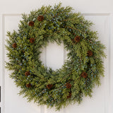 Naturally Soft™ 24 inch Unlit Juniper Berry and Pinecone Wreath