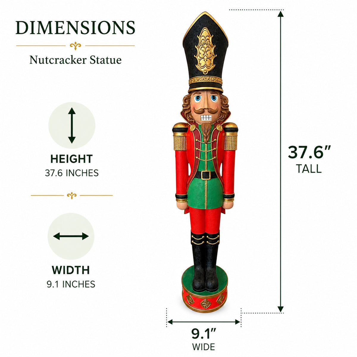 37 Inch Decorative Christmas Nutcracker - Ballet Icons, Red and Green