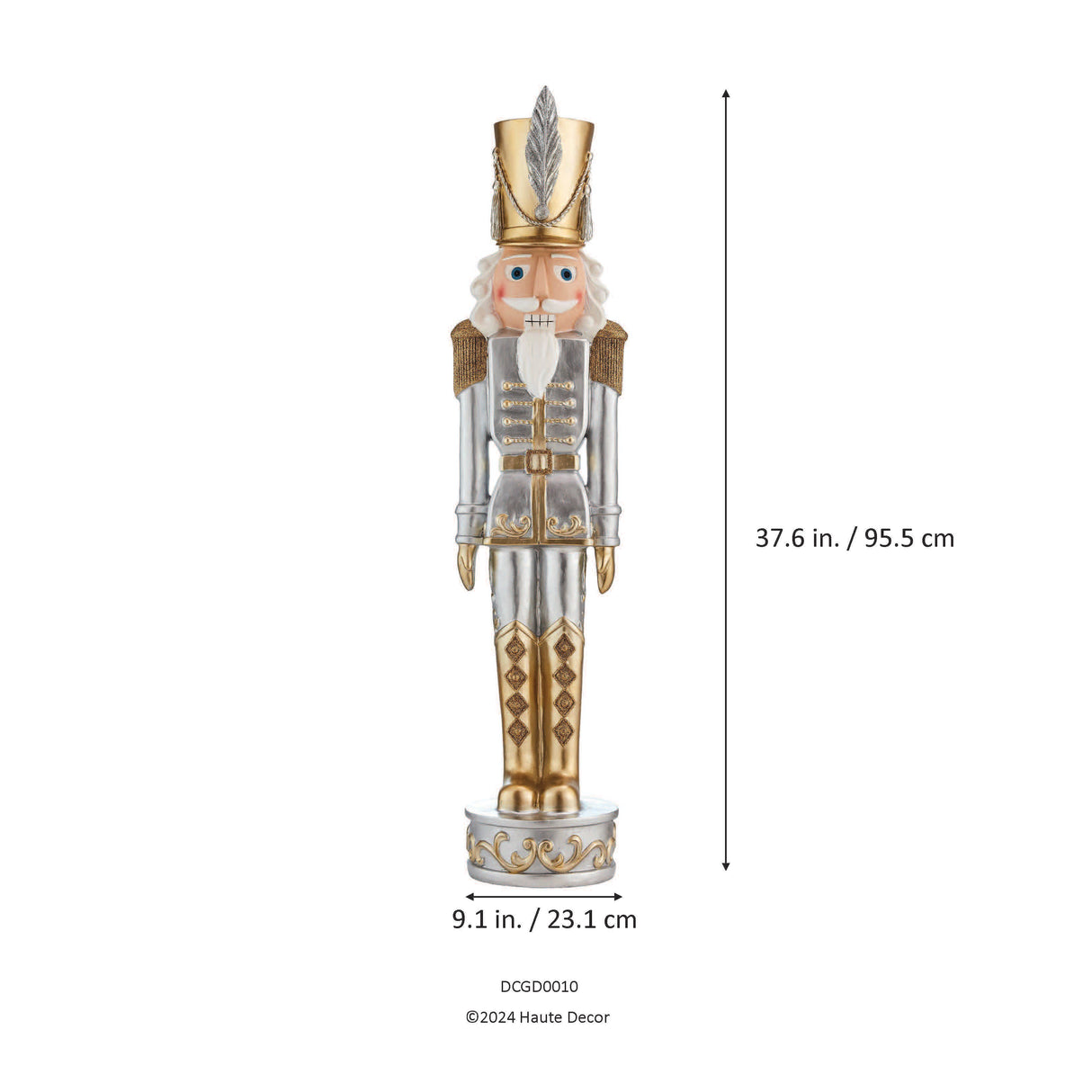 37 Inch Gold and Silver Christmas Nutcracker - Solid Resin Construction Large Christmas Nutcracker