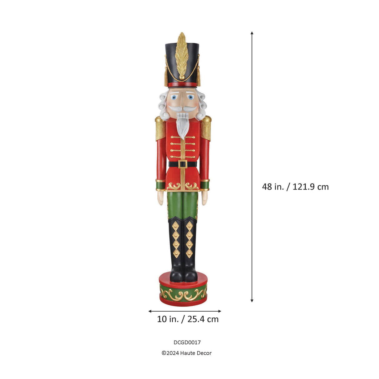 48 Inch Tall Classic Red/Green Christmas Nutcracker - Solid Resin Construction Large Christmas Nutcracker