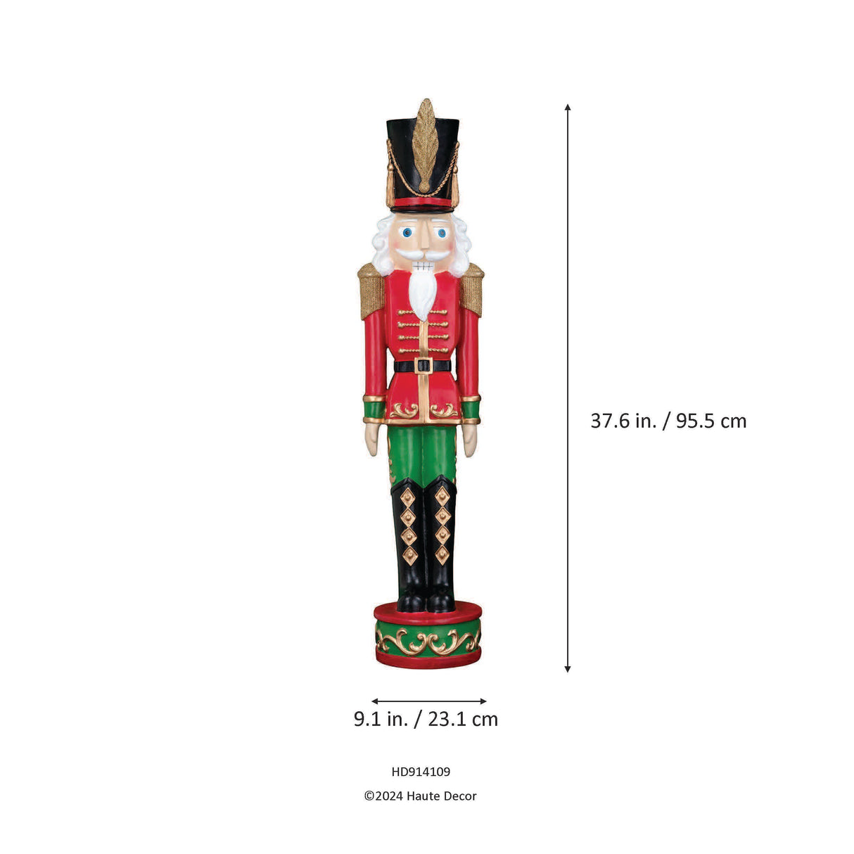 37 Inch Decorative Christmas Nutcracker Classic Red/Green - Solid Resin Construction Large Christmas Nutcracker