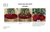 80 Inch Santa's Surprise Santa Bag Tree Skirt, Burgundy Velvet Fabric, Double-Sided