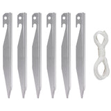 Heavy Duty Metal Anchor Stakes, 10 inch, 6-Pack with 15 ft Rope, for Tents, Lawn Decor and Outdoor Equipment