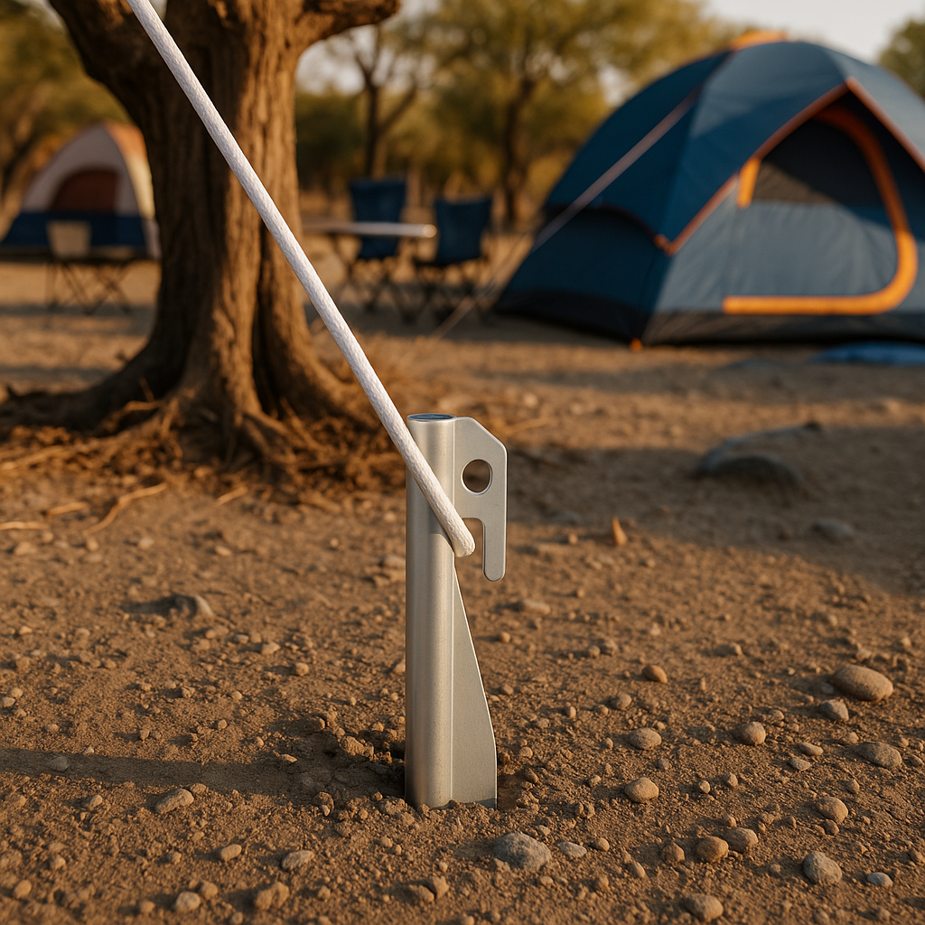 Heavy Duty Metal Anchor Stakes, 10 inch, 6-Pack with 15 ft Rope, for Tents, Lawn Decor and Outdoor Equipment