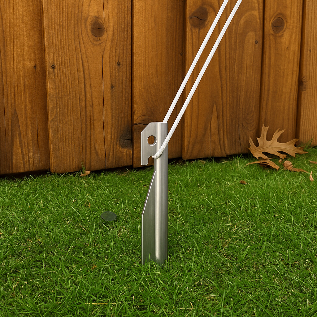 Heavy Duty Metal Anchor Stakes, 10 inch, 6-Pack with 15 ft Rope, for Tents, Lawn Decor and Outdoor Equipment