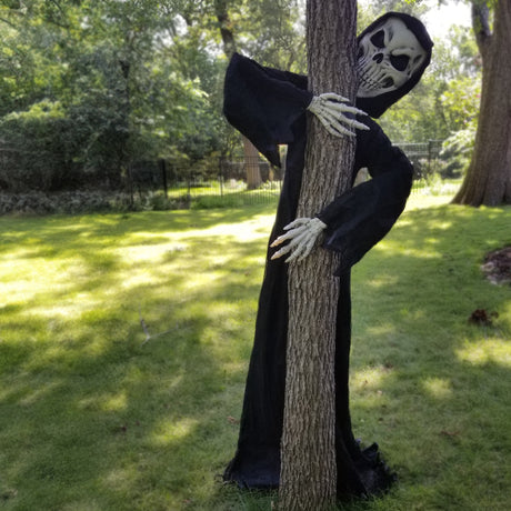 Tree Huggerz 8 Foot Tall Halloween Skeleton in Black Robe