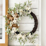 28 Inch Round Grapevine Hydrangea Wreath