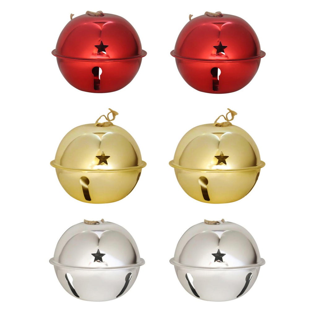 Christmas Ornament - Adapt Nesting Jingle Bells 120 Mm (4.7 Inch) - Gold, Silver, Red