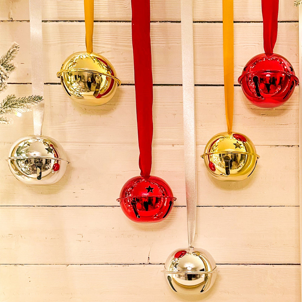 Christmas Ornament - Adapt Nesting Jingle Bells 120 Mm (4.7 Inch) - Gold, Silver, Red