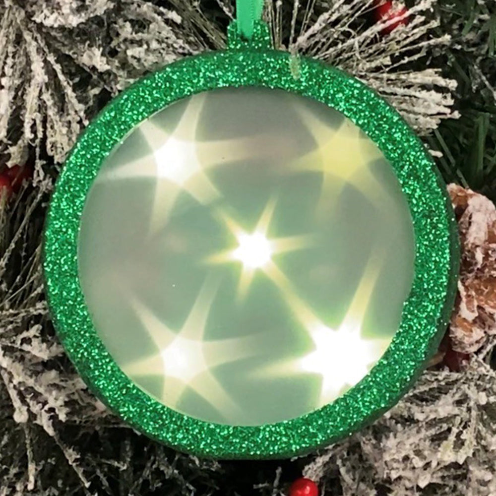 Christmas Ornament - Lighted Holographic Christmas Ornament - Green