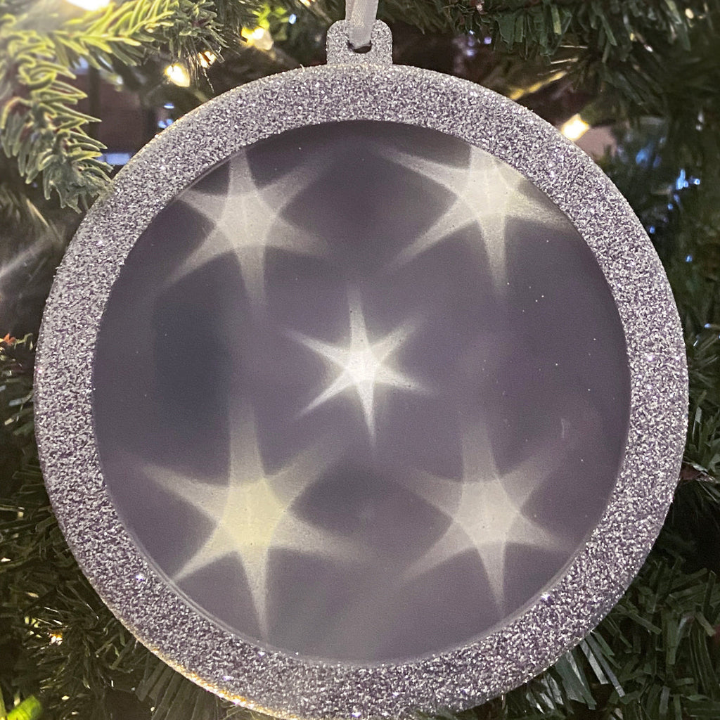 Christmas Ornament - Lighted Holographic Christmas Ornament - Silver