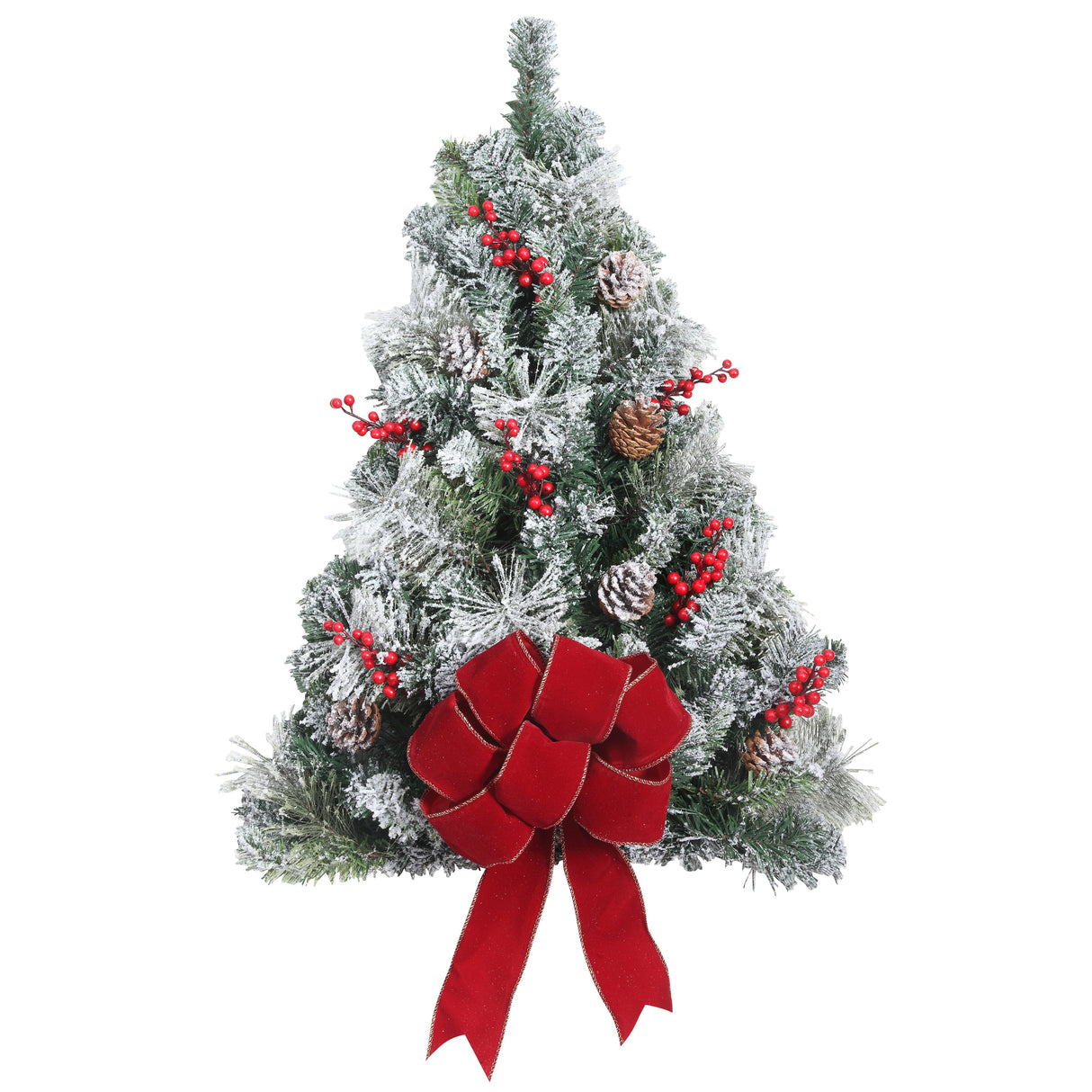 Christmas Tree - 28 Inch Pre-lit Flocked Easy Hang Christmas Wall Tree