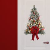 Christmas Tree - 28 Inch Pre-lit Flocked Easy Hang Christmas Wall Tree