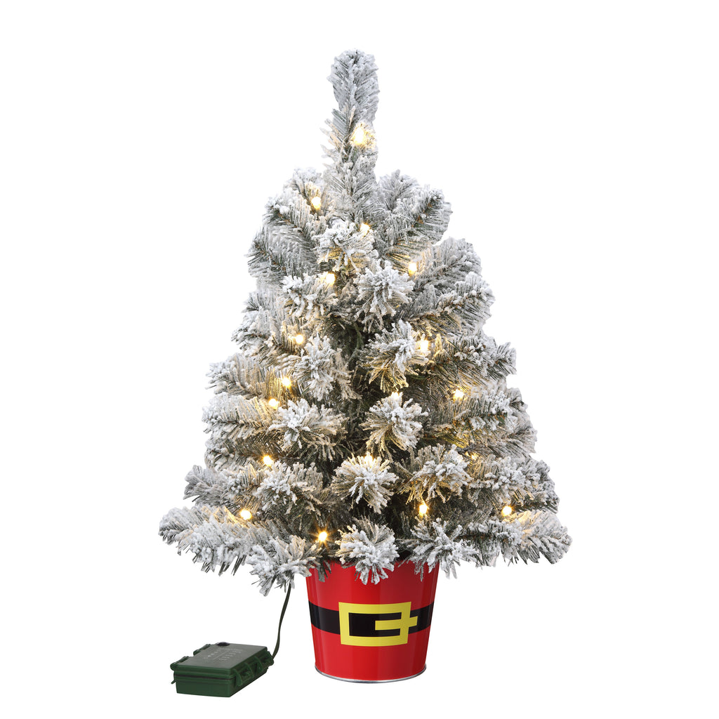 Christmas Tree - Night Night™ Tree In Red Metal Santa Belt Pot - Unique Night Light 20 Inch Christmas Tree With 4 Brightness Settings And Auto TimerNight Night™ Trees