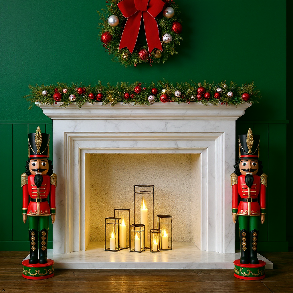 37 Inch Decorative Christmas Nutcracker -  Red/Green with Darker Skin