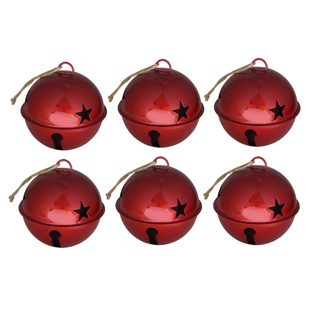 Jingle Bells - Jingle Bell Ornaments (large Version) - 6 Pack - Shiny Red