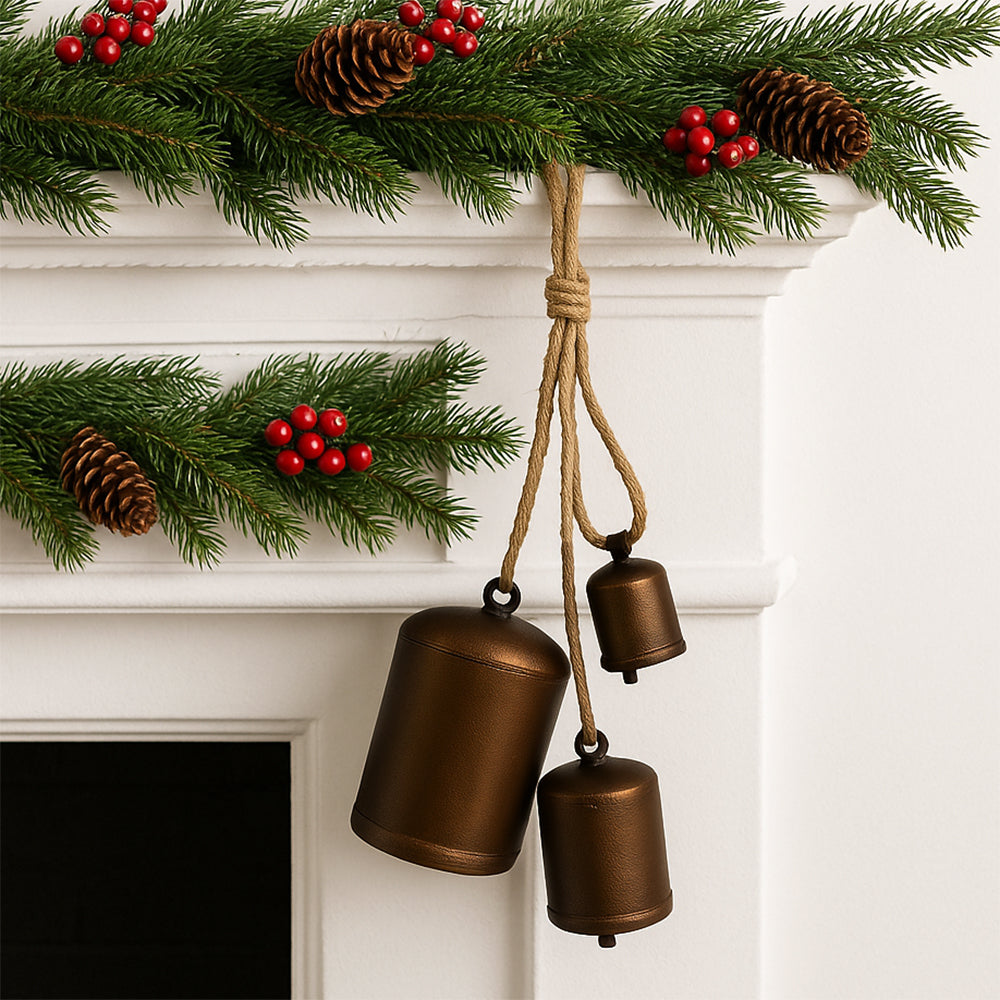 Group of 3 Hanging Jingle Bells Assorted Sizes and Colors