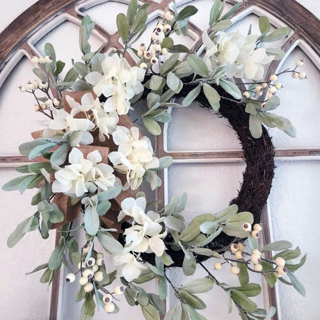 22 Inch Round Grapevine Hydrangea Wreath