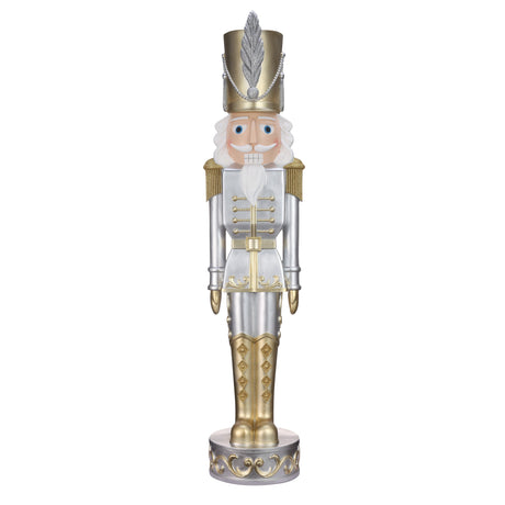 Outdoor Decor - 48 Inch Gold And Silver Christmas Nutcracker