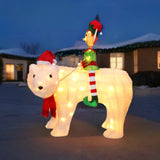 Outdoor Decor - Elf Riding Polar Bear Duo Outdoor Lighted Christmas Yard Decor