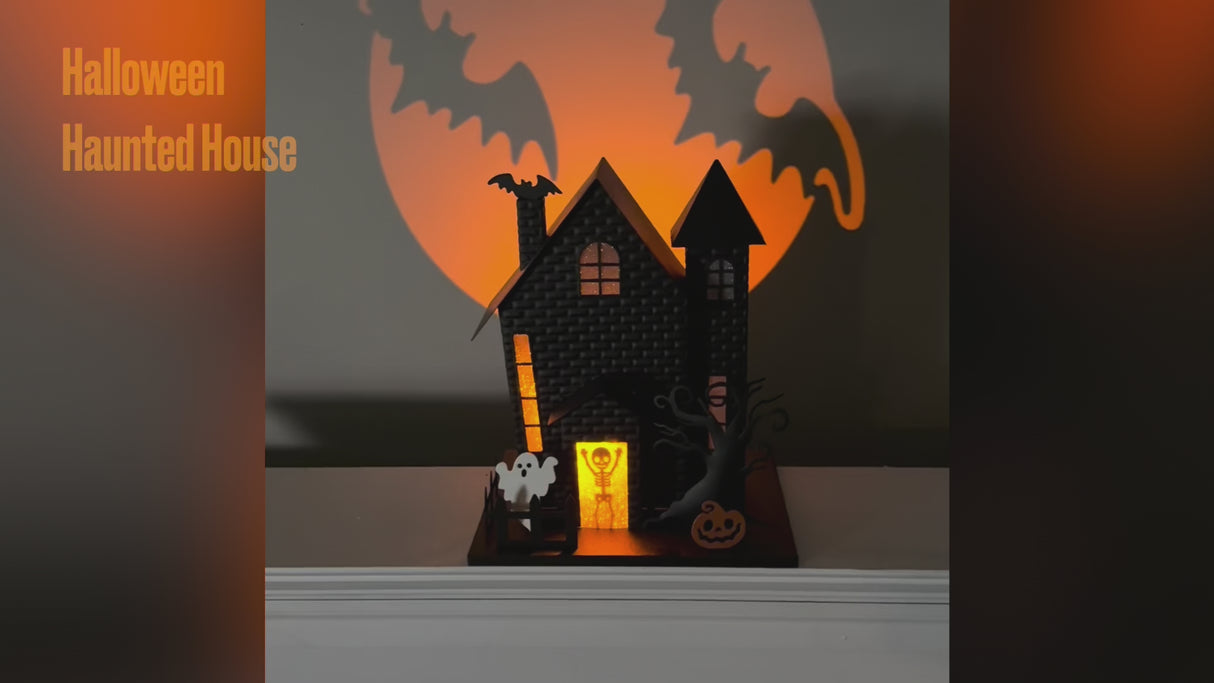 Halloween Haunted House with Bat Projection