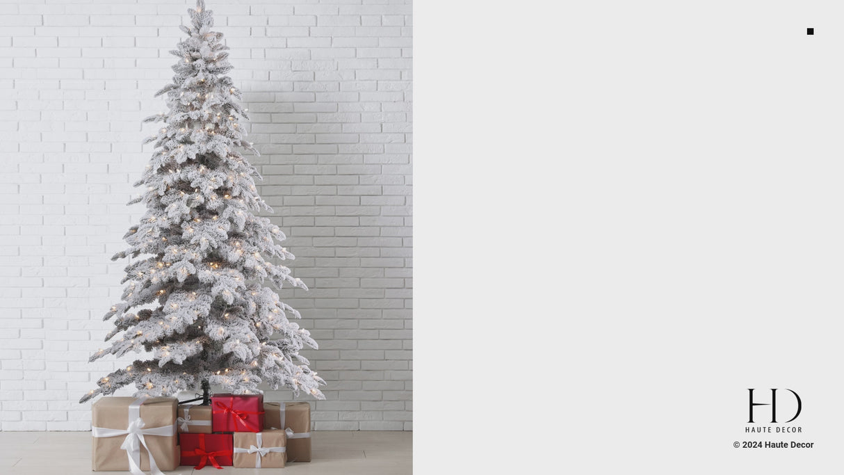 7 Ft. Holland Snow PE Fir Tree with Warm White T5 LED Lights, Foot Pedal & Quick Shape