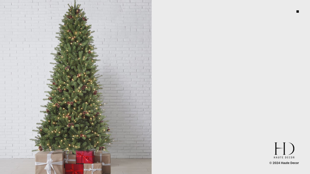 9 Ft. Tall Montana Fir Artificial Christmas Tree with Soft White T5 LED Lights, Instant Shape Memory Wire, and Foot Pedal for Easy Use